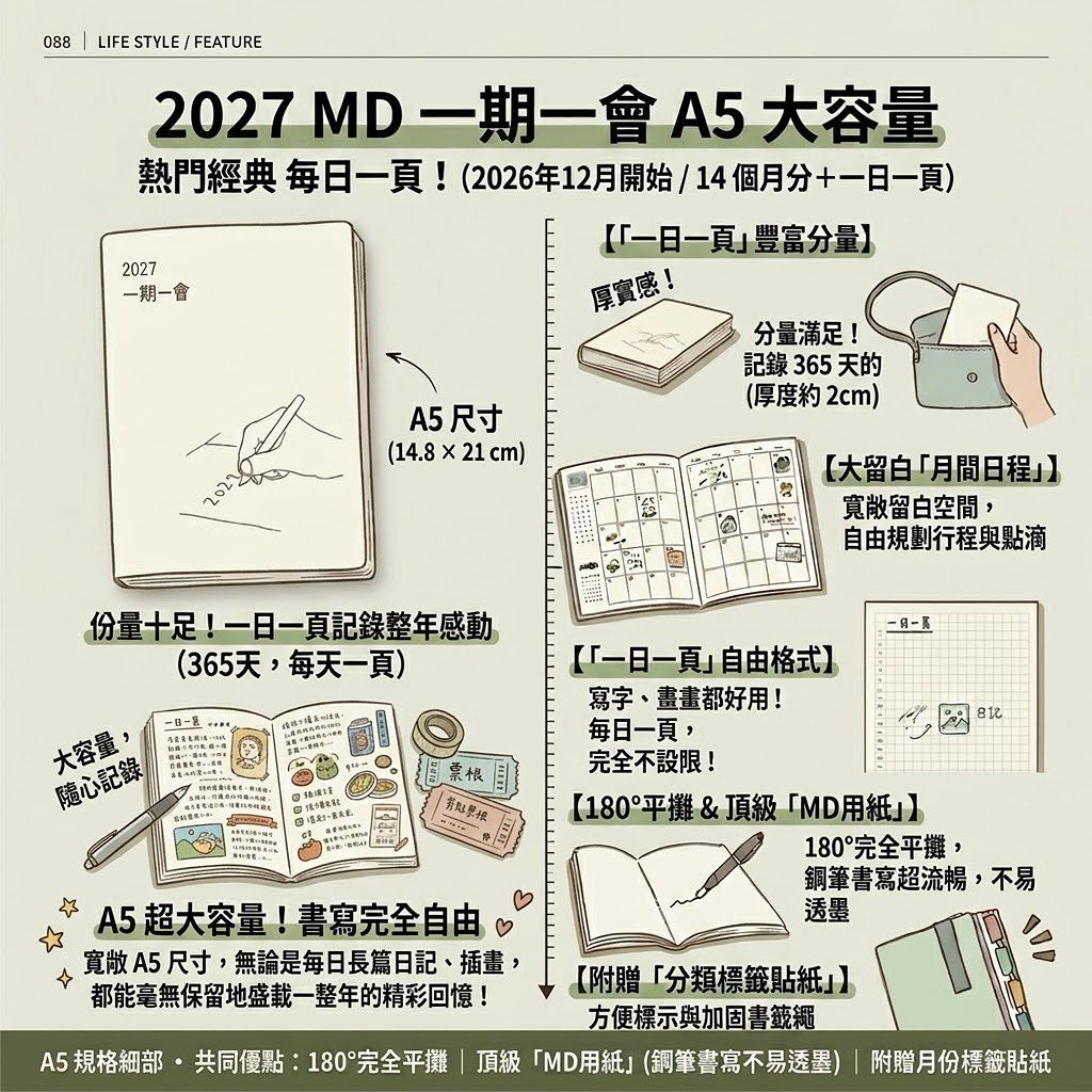 MIDORI MD一期一會2027 A5與A6手帳