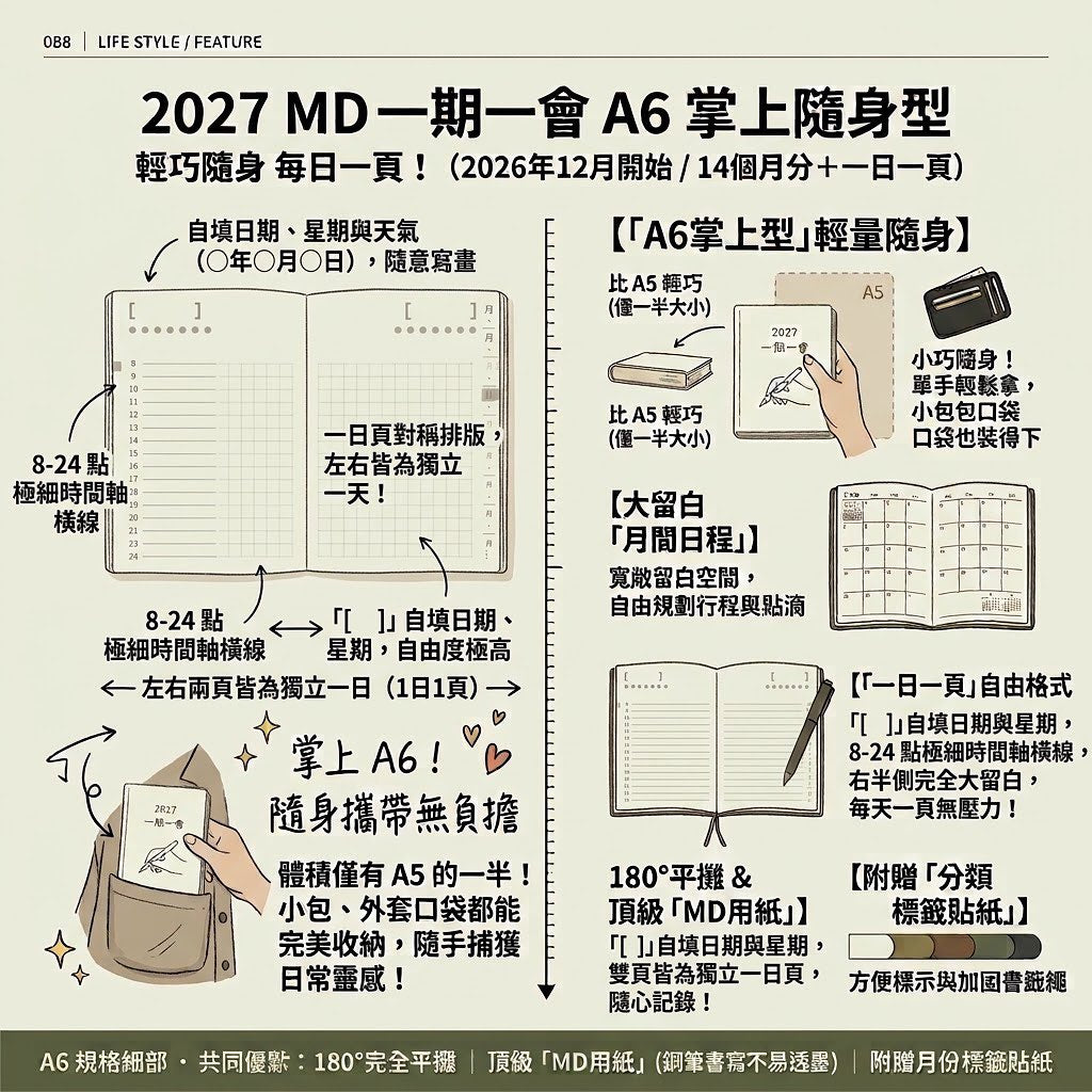 MIDORI MD一期一會2027 A5與A6手帳