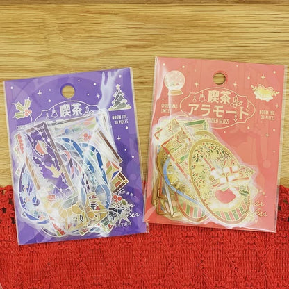 BGM 聖誕喫茶店彩繪玻璃貼紙