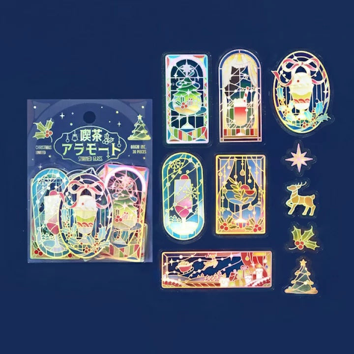 BGM 聖誕喫茶店彩繪玻璃貼紙